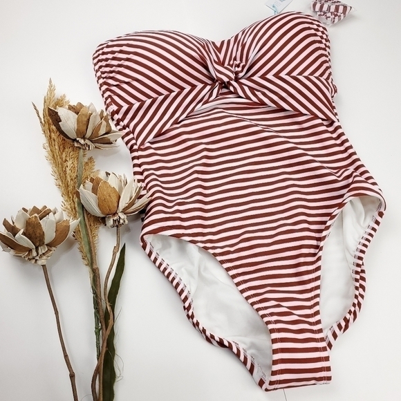 NEW Kona Sol Red White Stripe Strapless 1pc M 8-10 - Picture 9 of 12